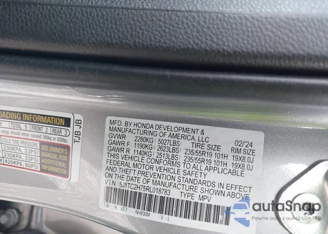 2024 Acura Rdx Advance Package from USA, damaged, VIN 5J8TC2H75RL018783